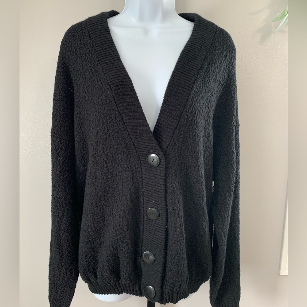 Black Button-Up Women's Cozy Cardigan
